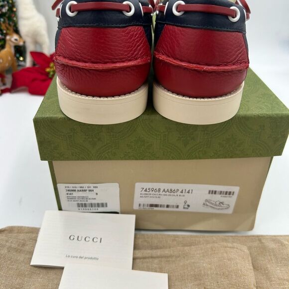 Men’s Gucci GG embossed, leather boat shoes size 9, made in Italy - Picture 10 of 10